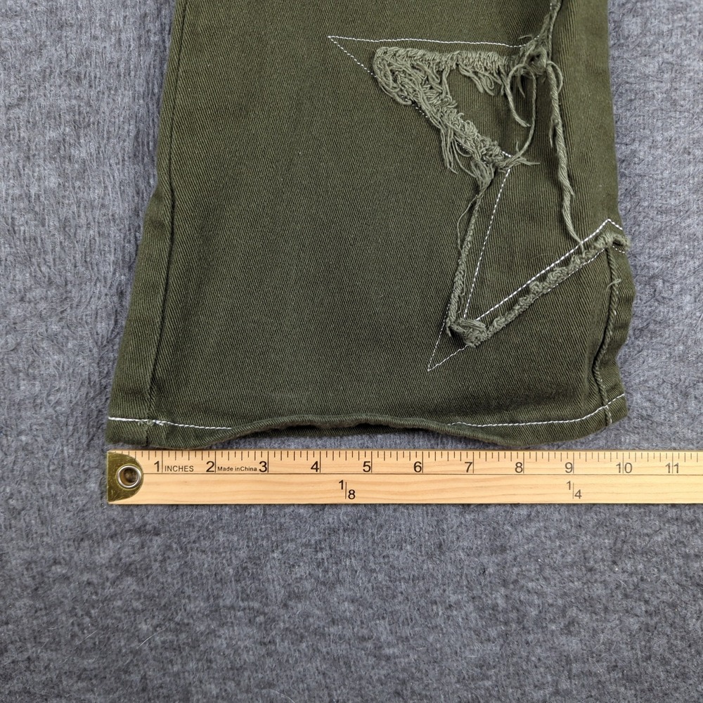 Hot Topic Jeans Womens 3 Green Flare Star Patch Casual Hippie - Picture 7 of 15